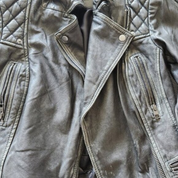 Allsaints Cargo Leather Jacket size 0 - Picture 10 of 11